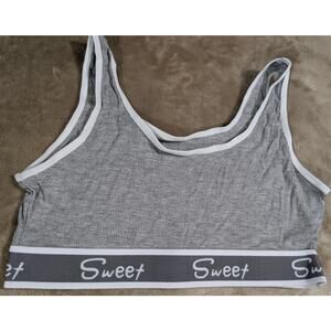 Size M Lingerie Sweet Bra Bralette NWoT Grey White Crop Top Lightweight Sleep